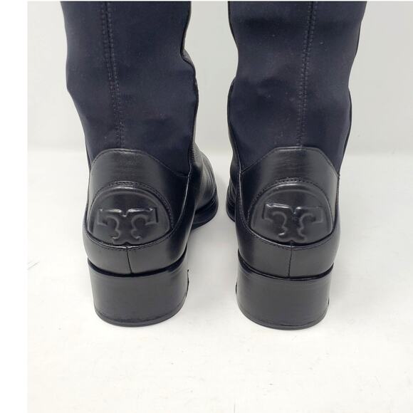 Tory Burch Caitlin Riding Stretch Tall Boot Leather Suede Black 33139 Size 6.5 - Picture 9 of 12